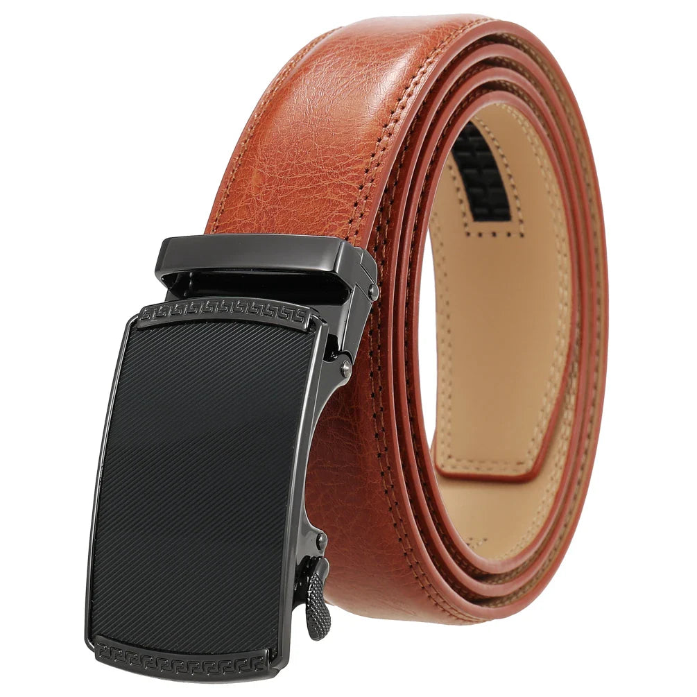 HKM-890003 Genuine Leather Cowhide Men's Automatic Buckle Belt - Model LY36-0191-1