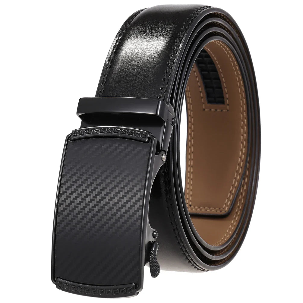 HKM-890003 Genuine Leather Cowhide Men's Automatic Buckle Belt - Model LY36-0191-1