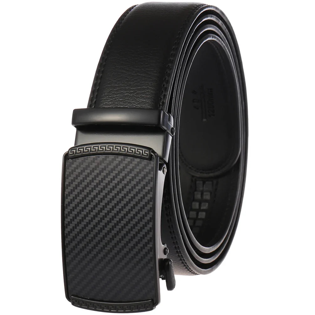 HKM-890003 Genuine Leather Cowhide Men's Automatic Buckle Belt - Model LY36-0191-1
