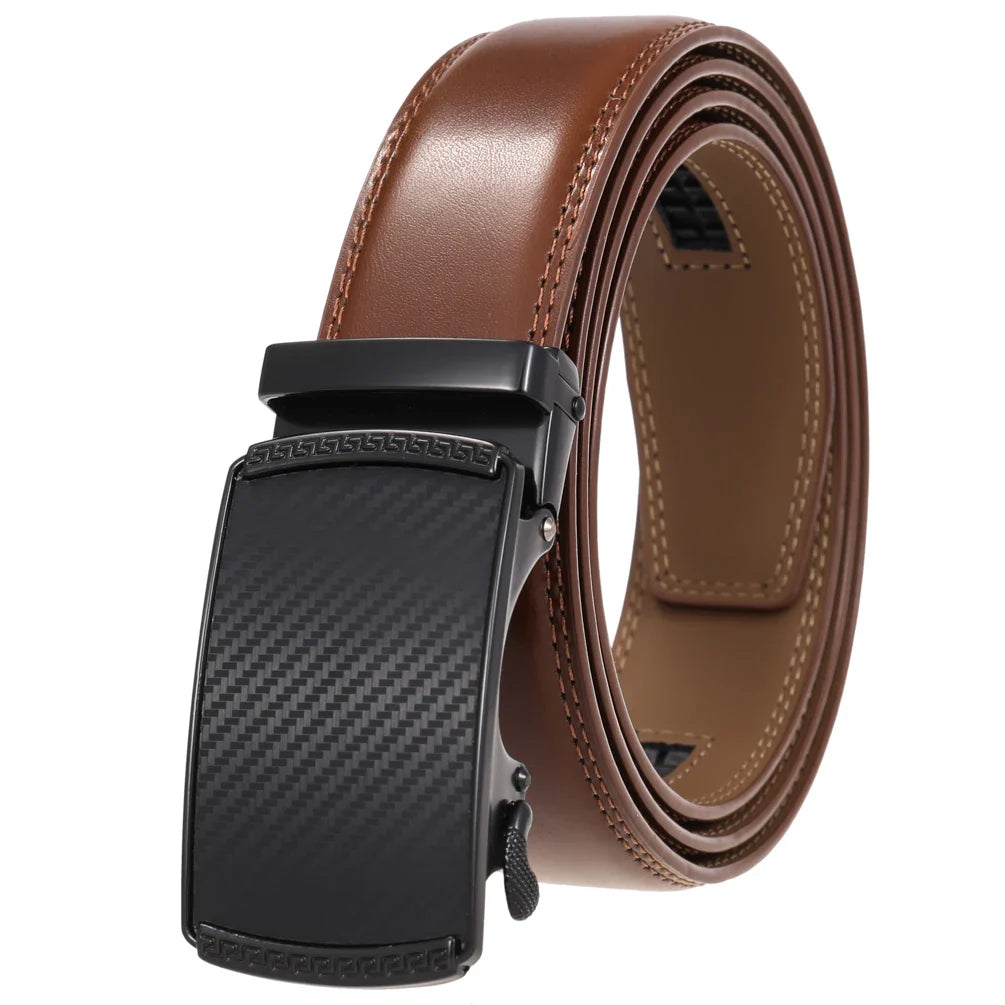HKM-890003 Genuine Leather Cowhide Men's Automatic Buckle Belt - Model LY36-0191-1