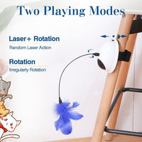 HKM-460883 Interactive Electric Cat Toy with Feather and Laser Motion for Exercise and Entertainment