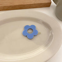 HKM-260371 Cute Solid Color Flower Hairpin - Candy Color Side Clip Hair Accessory