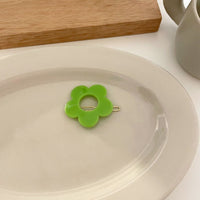 HKM-260371 Cute Solid Color Flower Hairpin - Candy Color Side Clip Hair Accessory