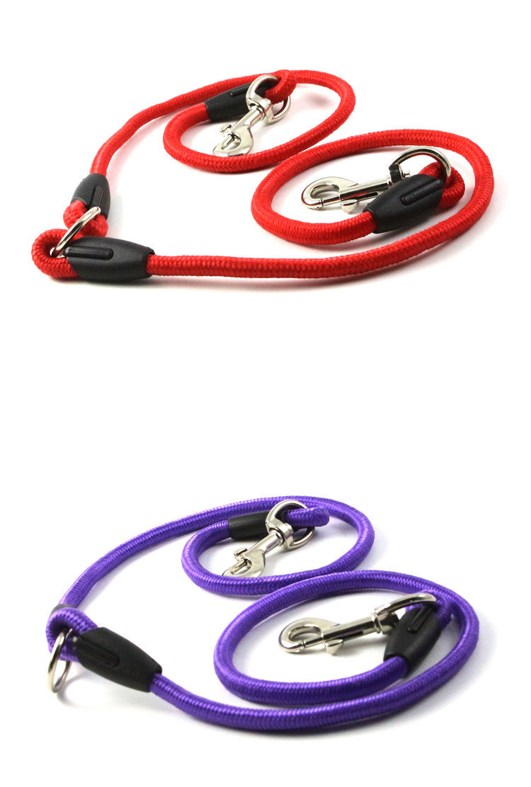 HKM-544211 Double-Ended Traction Rope for Small Dogs - Cotton and Nylon Construction, 110 cm Length, Red Purple Color