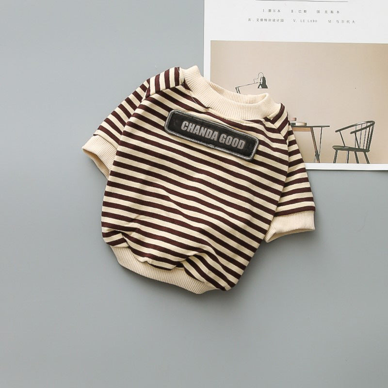 HKM-074131 Pet Round Collar Striped Hoodie in Cotton - Multiple Sizes Available