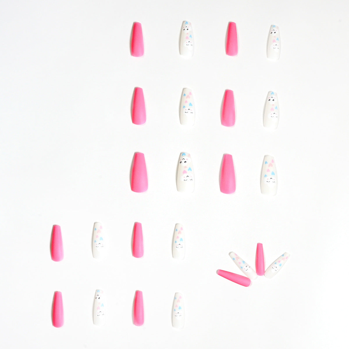 HKM-137107 Misty Clouds Nail Stickers with Smiling Faces - 24 Pieces, 18g Net Content