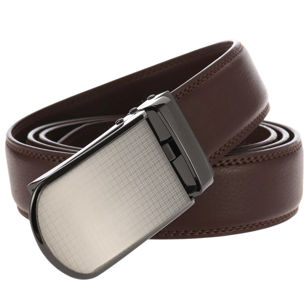 HKM-560019 Men's Cowhide Automatic Buckle Trousers Belt - 3.0CM Width, Durable and Stylish Design