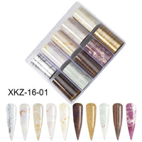 HKM-135955 Marble Smudge Pattern Cellophane Nail Art Stickers - 10 Color Variants, 120m x 4cm