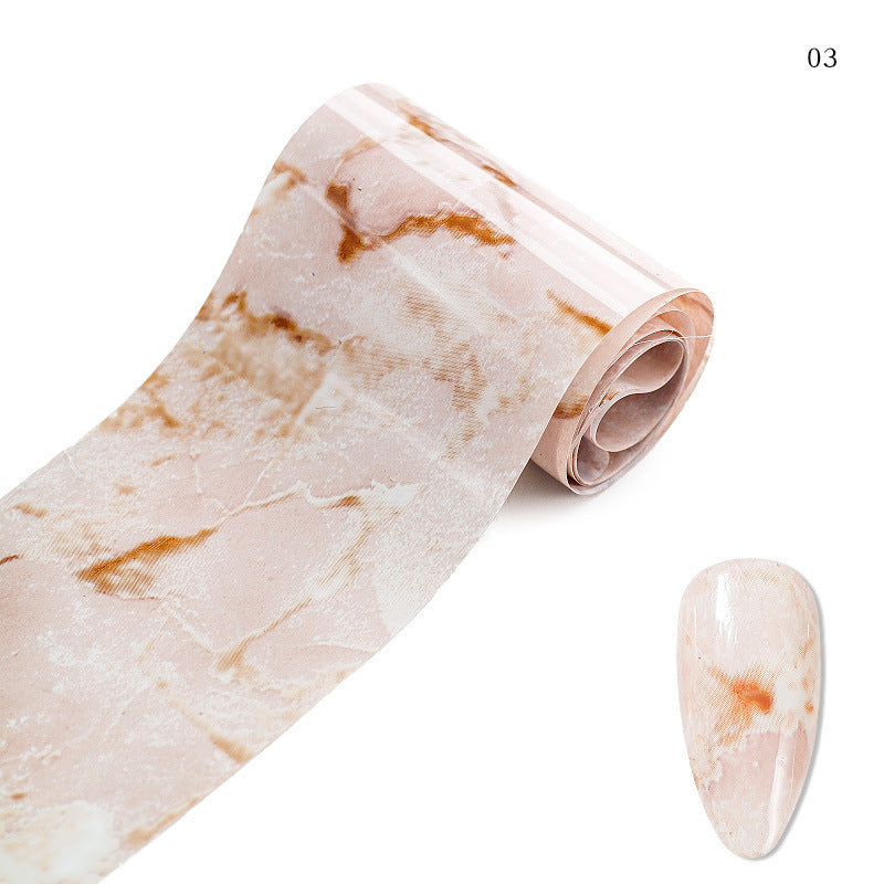 HKM-135955 Marble Smudge Pattern Cellophane Nail Art Stickers - 10 Color Variants, 120m x 4cm