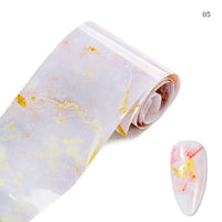 HKM-135955 Marble Smudge Pattern Cellophane Nail Art Stickers - 10 Color Variants, 120m x 4cm