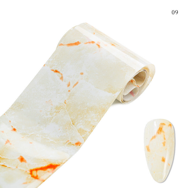 HKM-135955 Marble Smudge Pattern Cellophane Nail Art Stickers - 10 Color Variants, 120m x 4cm