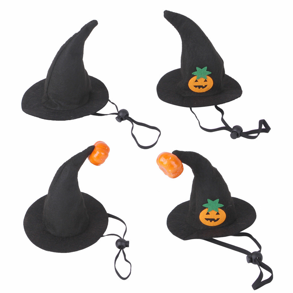 HKM-457939 Pet Cat Halloween Pumpkin Hat with Embossed Design - Free Size Cloth Headgear