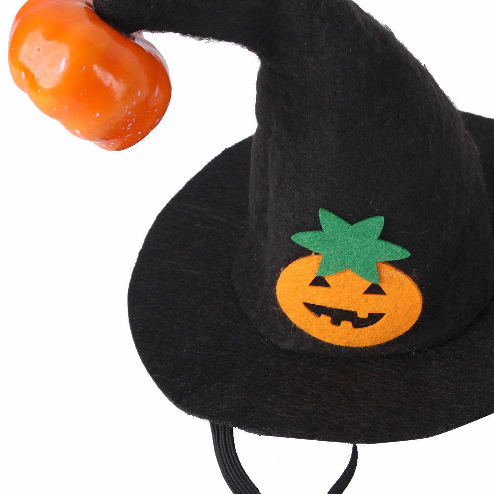 HKM-457939 Pet Cat Halloween Pumpkin Hat with Embossed Design - Free Size Cloth Headgear