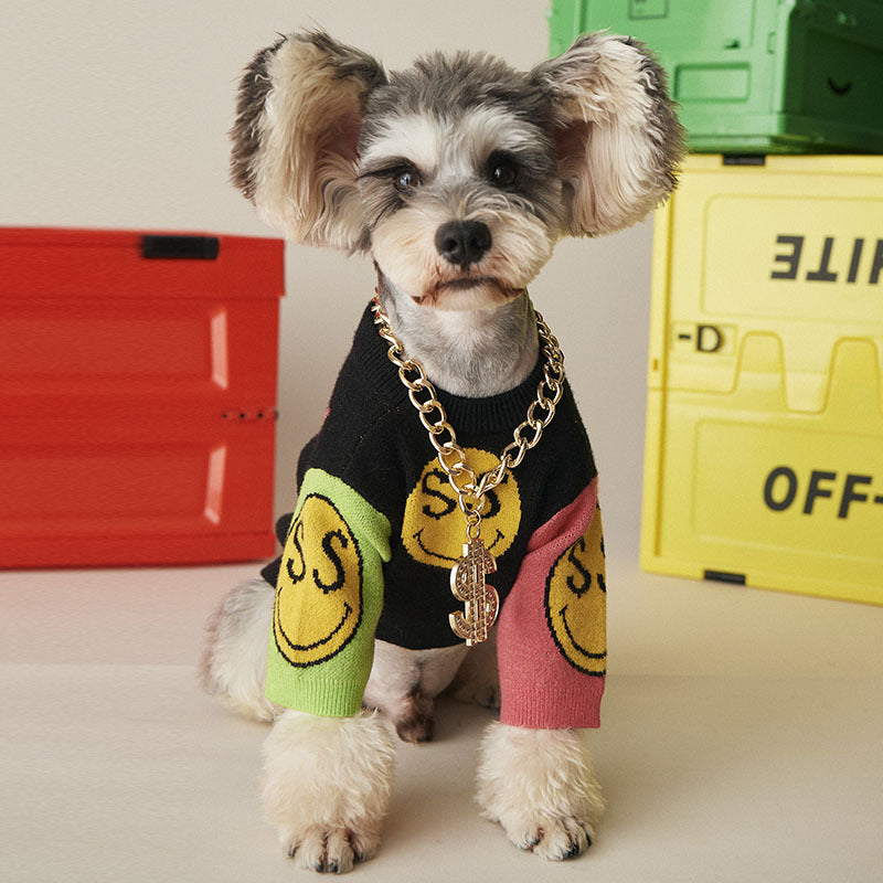 HKM-240595 Cozy Wool Knit Dog Sweater for Autumn and Winter - Perfect for Small Breeds like Teddy, Schnauzer, Pomeranian, Bichon, and Bulldog