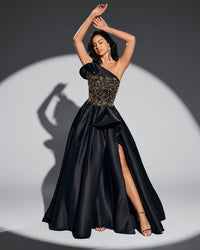 HKM-382355 Elegant Black Evening Dress for Women - Model EZ25079