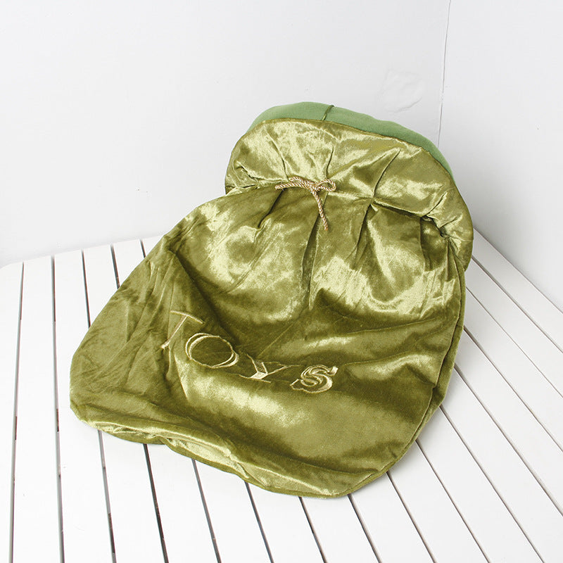 HKM-267539 Pet Flannel Storage Bag for Toy Organization - Green One Size