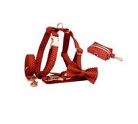 HKM-475219 Adjustable Red Dot Dog Collar and Leash Set in Multiple Sizes with Handmade Design