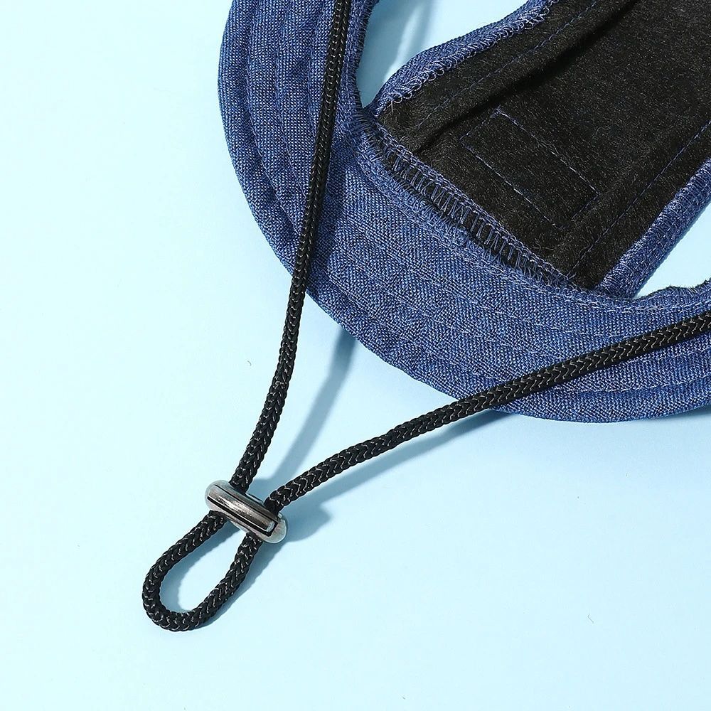 HKM-374291 Denim Sun Cap with Ear Holes for Medium and Small Dogs ¨C Adjustable Canvas Visor for Outdoor Protection