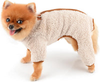 HKM-682387 Plush Fleece Dog Coat for Small Dogs with Double D-Ring Zipper, Warm Winter Jumpsuit for Chihuahuas and Yorkies
