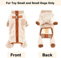 HKM-682387 Plush Fleece Dog Coat for Small Dogs with Double D-Ring Zipper, Warm Winter Jumpsuit for Chihuahuas and Yorkies