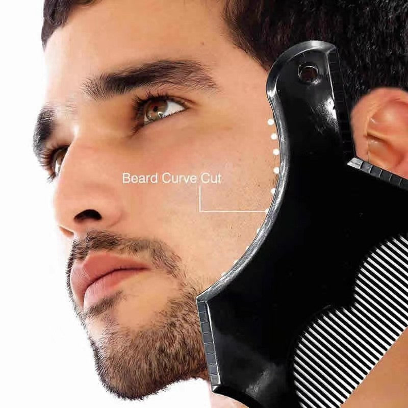 HKM-479379 8-in-1 Men's Beard Comb, Durable ABS Material, Multi-Functional Grooming Tool, Various Colors Available