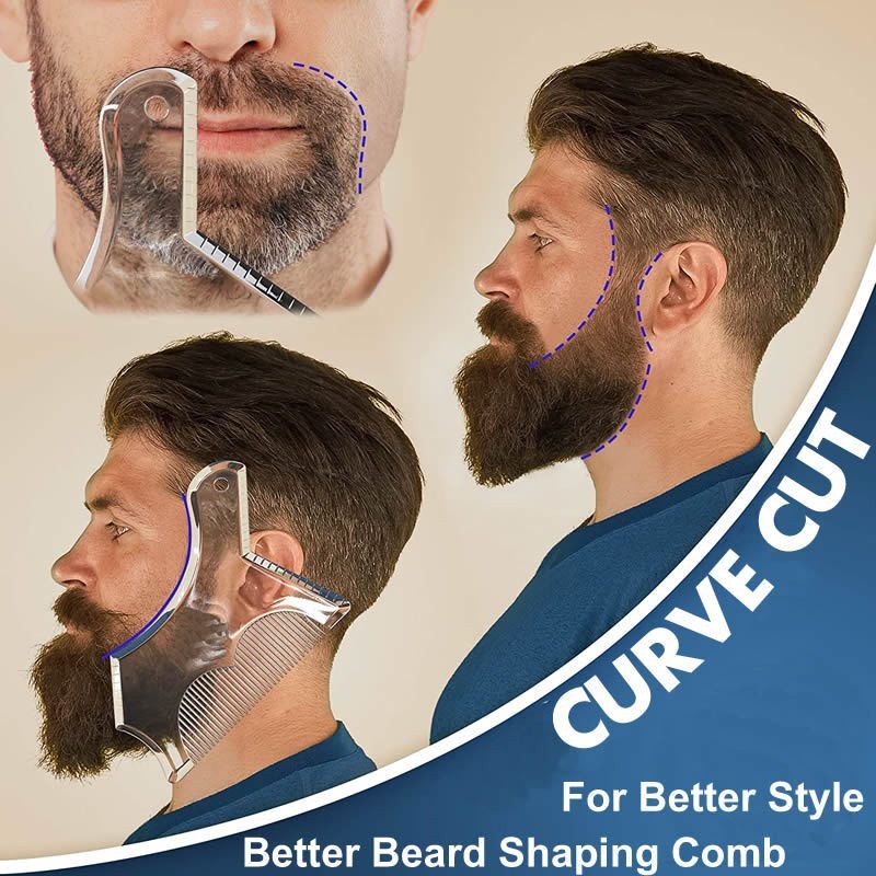 HKM-479379 8-in-1 Men's Beard Comb, Durable ABS Material, Multi-Functional Grooming Tool, Various Colors Available