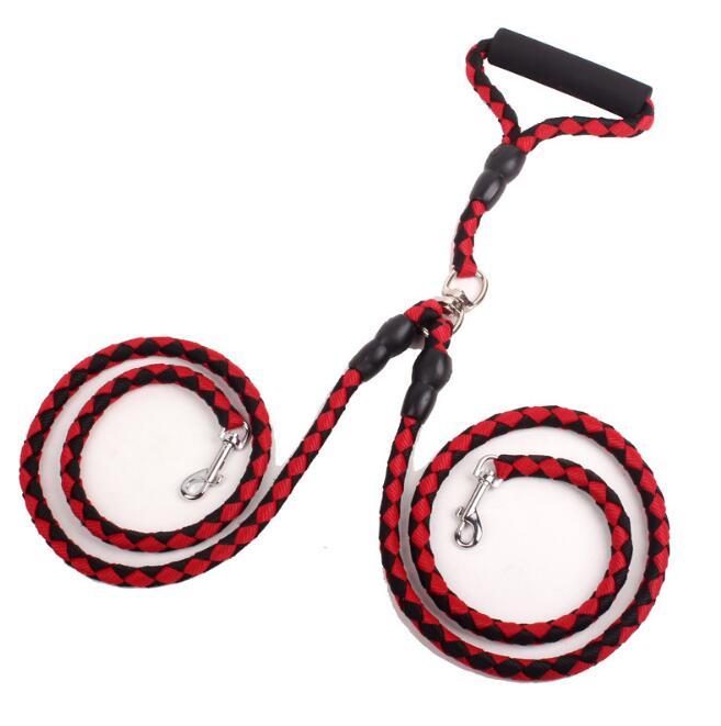 HKM-046931 Double-Ended Nylon Traction Rope with Padded Handles for Dog Walking and Outdoor Activities