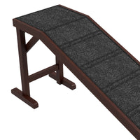 HKM-941331 Wooden Pet Ramp with Non-Slip Carpet and Easy Access Platform for Dogs and Cats, 74" x 16" x 25"
