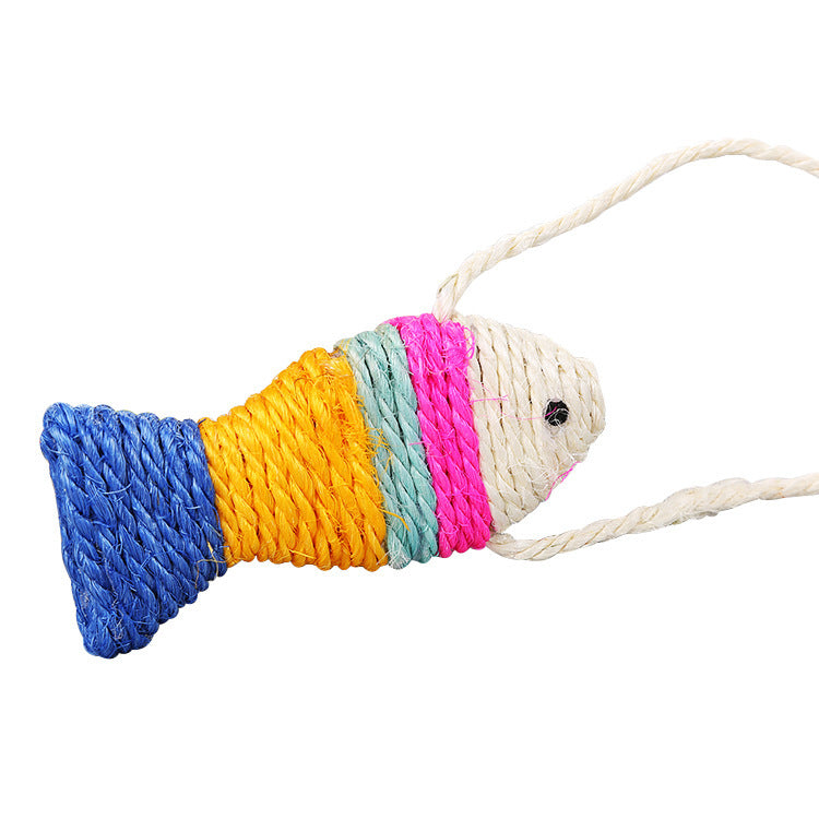 HKM-599187 Sisal Winding Fish Toy for Cats - Engaging Throwing Toy 13cm