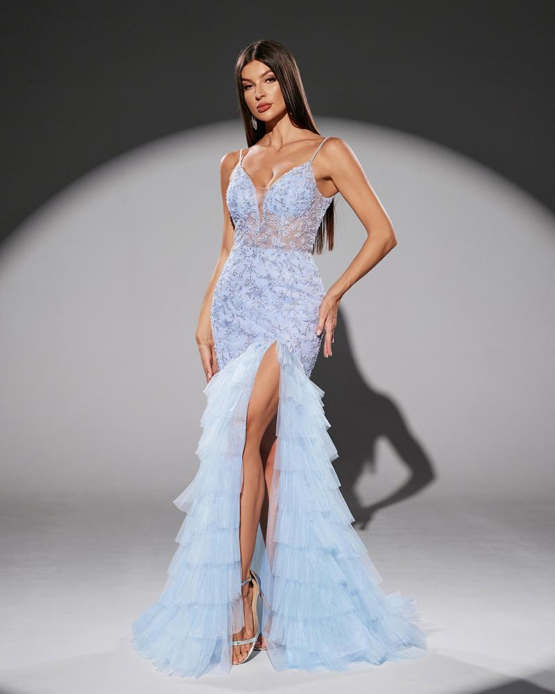 HKM-534995 Elegant Blue Evening Dress for Women - EZ25207 Model
