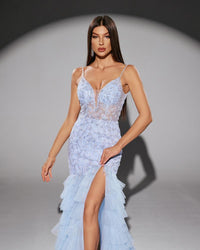 HKM-534995 Elegant Blue Evening Dress for Women - EZ25207 Model