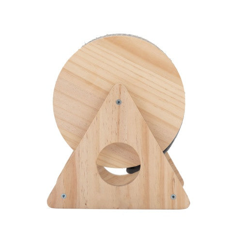 HKM-779667 Wooden Cat Scratch Post with 360° Rotation and Bell for Indoor Cats and Kittens, Natural Color, Durable Jute and Sisal Materials