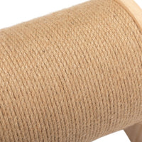 HKM-779667 Wooden Cat Scratch Post with 360° Rotation and Bell for Indoor Cats and Kittens, Natural Color, Durable Jute and Sisal Materials