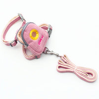 HKM-634771 Korean Embroidered Daisy Pet Backpack with Chest Strap and Leash