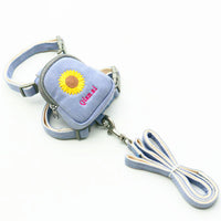 HKM-634771 Korean Embroidered Daisy Pet Backpack with Chest Strap and Leash