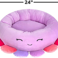 HKM-243667 Ultra-Soft Plush Shark and Maui Pineapple Bolster Pet Beds - Large, Snuggly & Non-Skid Design