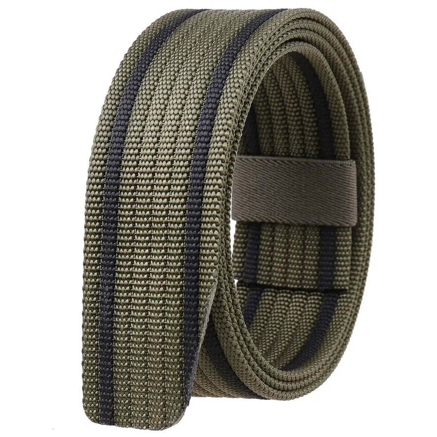 HKM-028819 Braided Tactical Nylon Belt with No Buckle - Casual Wear, Adjustable Length, Durable Design