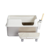 HKM-725459 Stainless Steel Cat Litter Box with Plastic Enclosure and Anti-Tracking Footboard