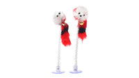 HKM-712979 Spring-Equipped Sucker Mouse Cat Toy - Colorful Faux Mouse with Elasticity, 20cm Length
