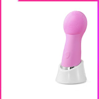 HKM-686675 Wireless Rechargeable Ultrasonic Cleansing Brush - Multi-Function Electric Face Scrubber in Pink and Rose Red