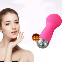 HKM-686675 Wireless Rechargeable Ultrasonic Cleansing Brush - Multi-Function Electric Face Scrubber in Pink and Rose Red