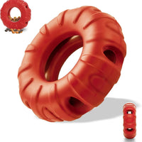HKM-826259 Durable Natural Rubber Dog Chew Toy with Beef Flavor, Interactive Food Dispensing Tire Shape for Medium to Large Dogs