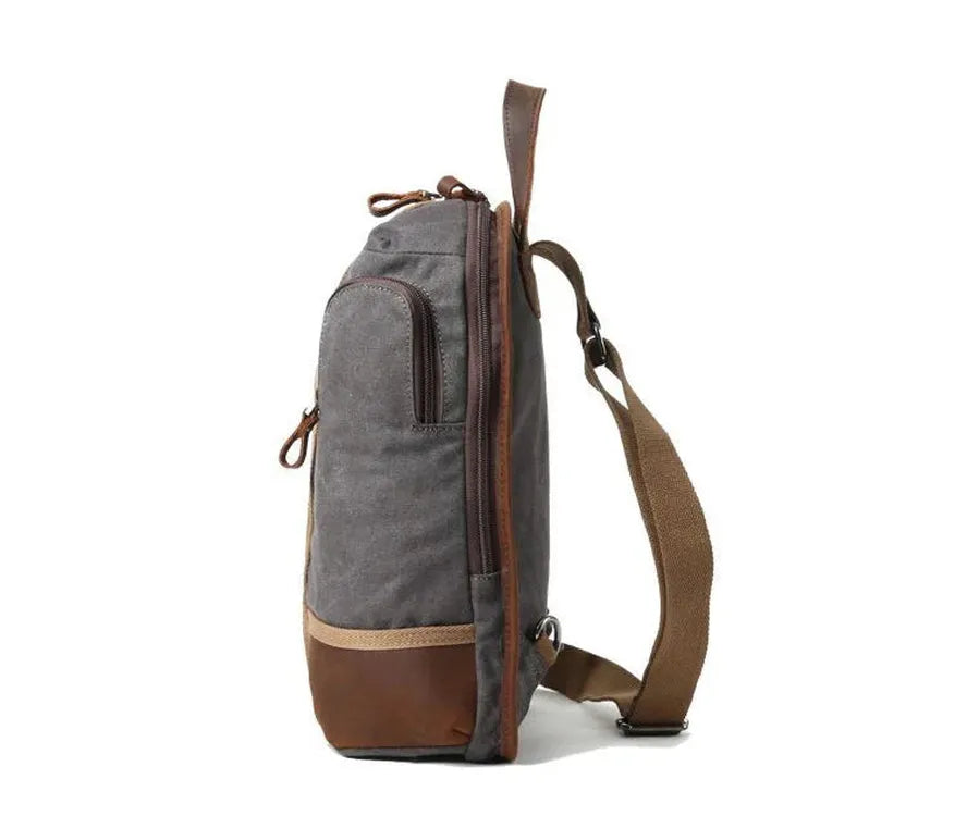 HKM-303635 Retro Canvas Crossbody Chest Bag for Men - Waterproof Outdoor Shoulder Bag