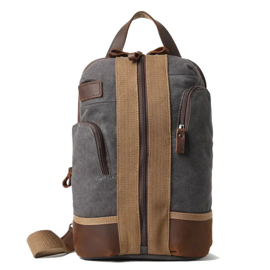 HKM-303635 Retro Canvas Crossbody Chest Bag for Men - Waterproof Outdoor Shoulder Bag