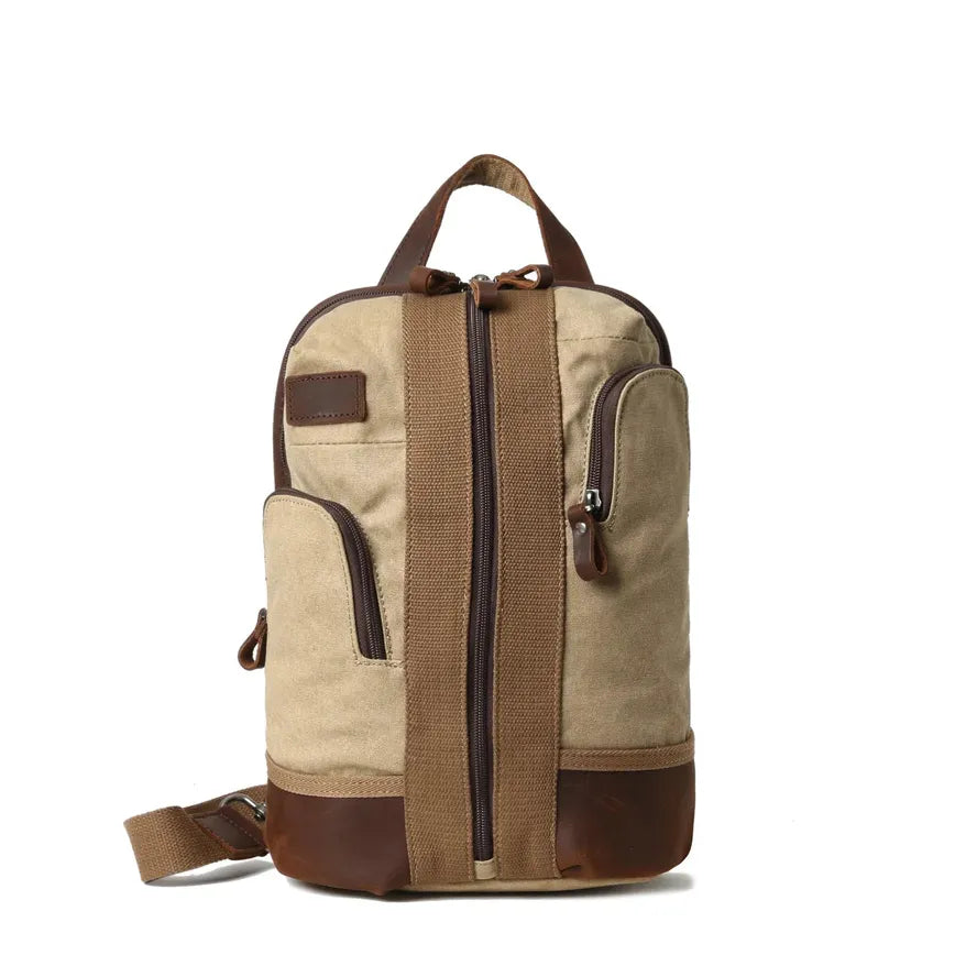 HKM-303635 Retro Canvas Crossbody Chest Bag for Men - Waterproof Outdoor Shoulder Bag