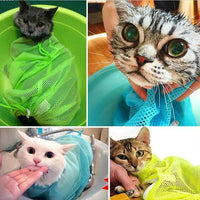 HKM-136531 Adjustable Cat Grooming Bag for Bathing and Nail Care - Breathable Polyester Mesh Design