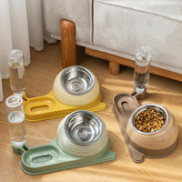HKM-628499 Elevated Cat Food and Water Bowl Set with Automatic Water Dispenser, Whisker-Friendly Design for Cats and Small Dogs