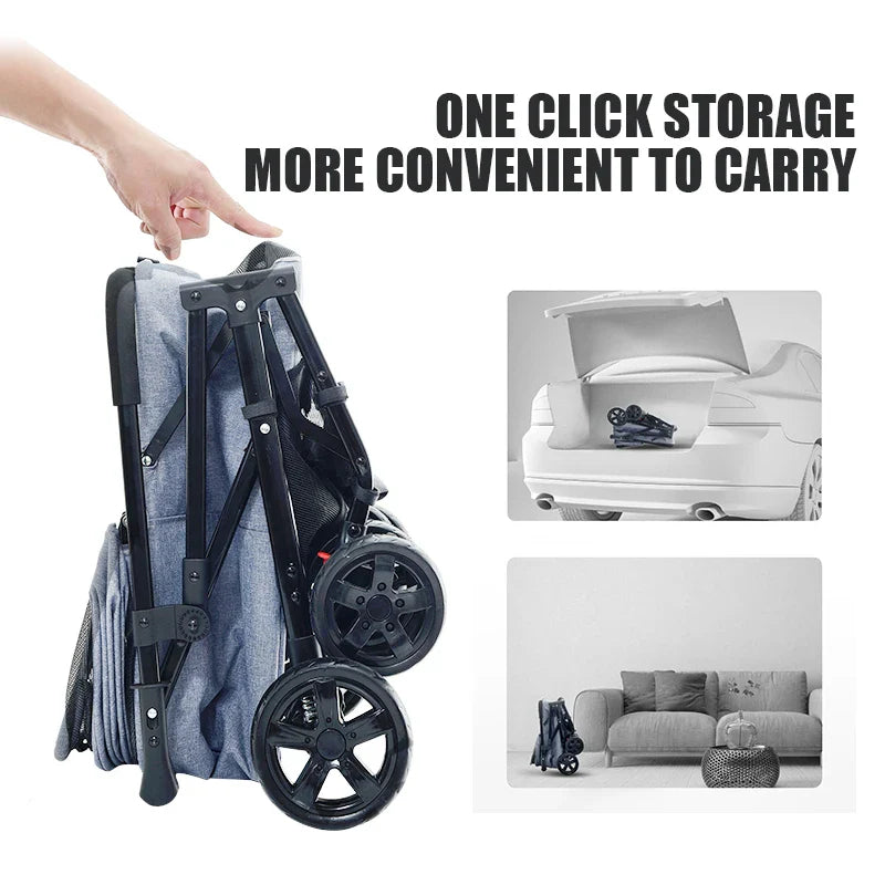 JMT-485962 Pet Stroller for Dogs and Cats with 360° Rotating Front Wheel and Travel Carrier Design