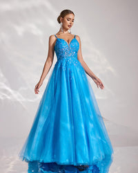 HKM-828755 Elegant Blue Evening Gown for Women - Style EZ25173