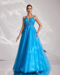 HKM-828755 Elegant Blue Evening Gown for Women - Style EZ25173